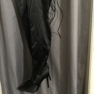 Sexy over the knee satin boots with 4 inch heel